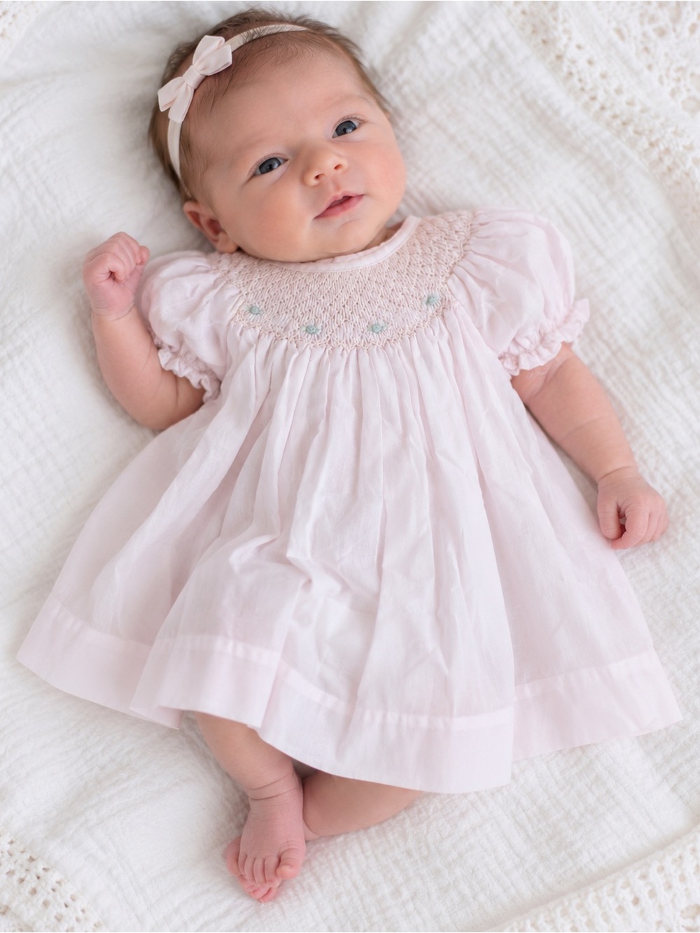 Petit Ami Classic Smocked Daydress - Short Sleeve Embroidered Heirloom Dress